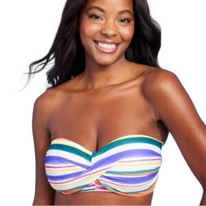 Women’s Striped Twist Bandeau Bikini Top
